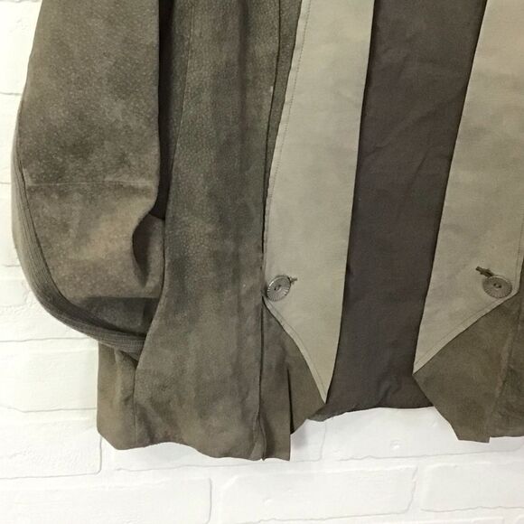 EMU Australia blazer jacket leather neutral tone beige grey open front pockets - Picture 5 of 14